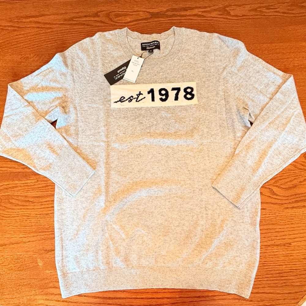 NWT Banana Republic Women’s est. 1978 Heather Gray Crewneck Wool Sweater XL